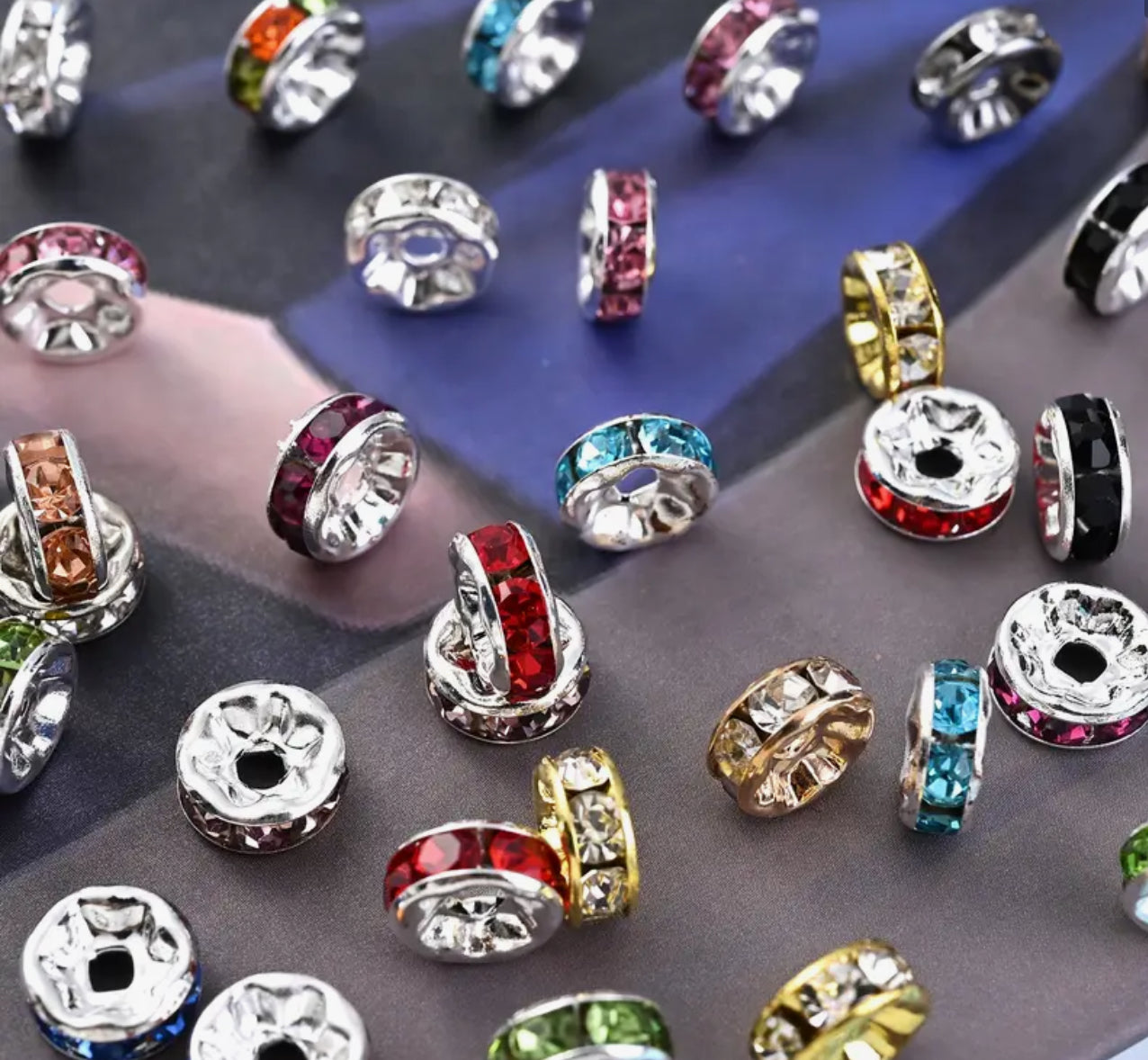 Perles intercalaires en métal avec strass