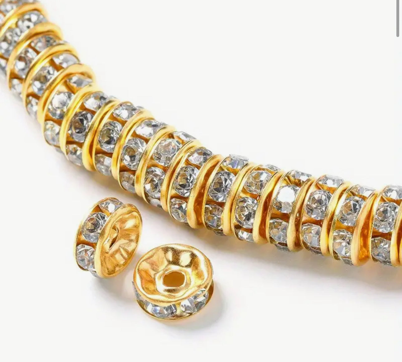 Perles intercalaires en métal avec strass
