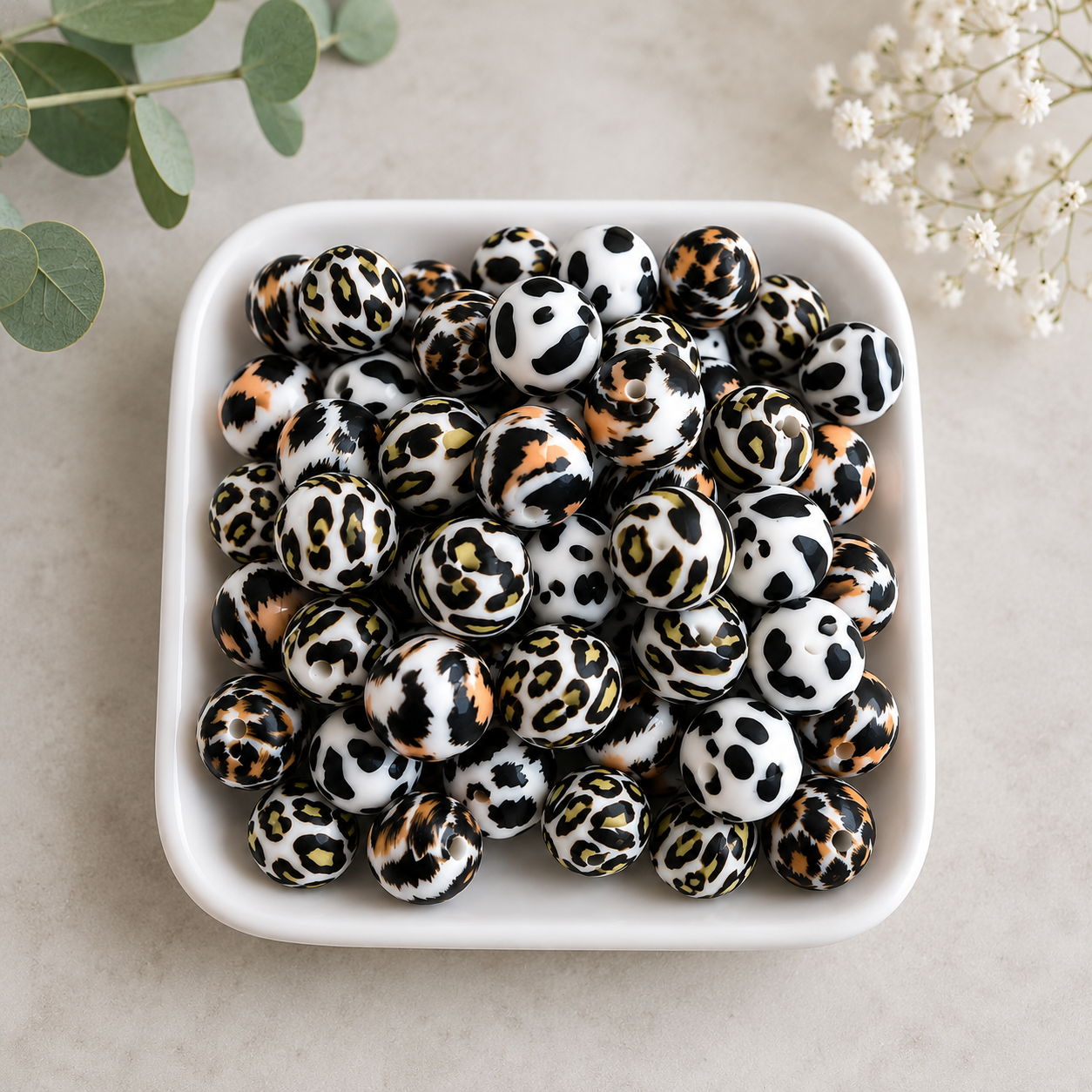 Perles Léopard en Silicone 16mm