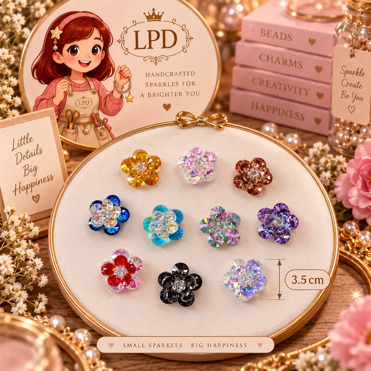 Fleurs Crystal | 5,5cm, 4,5cm, 3,5cm