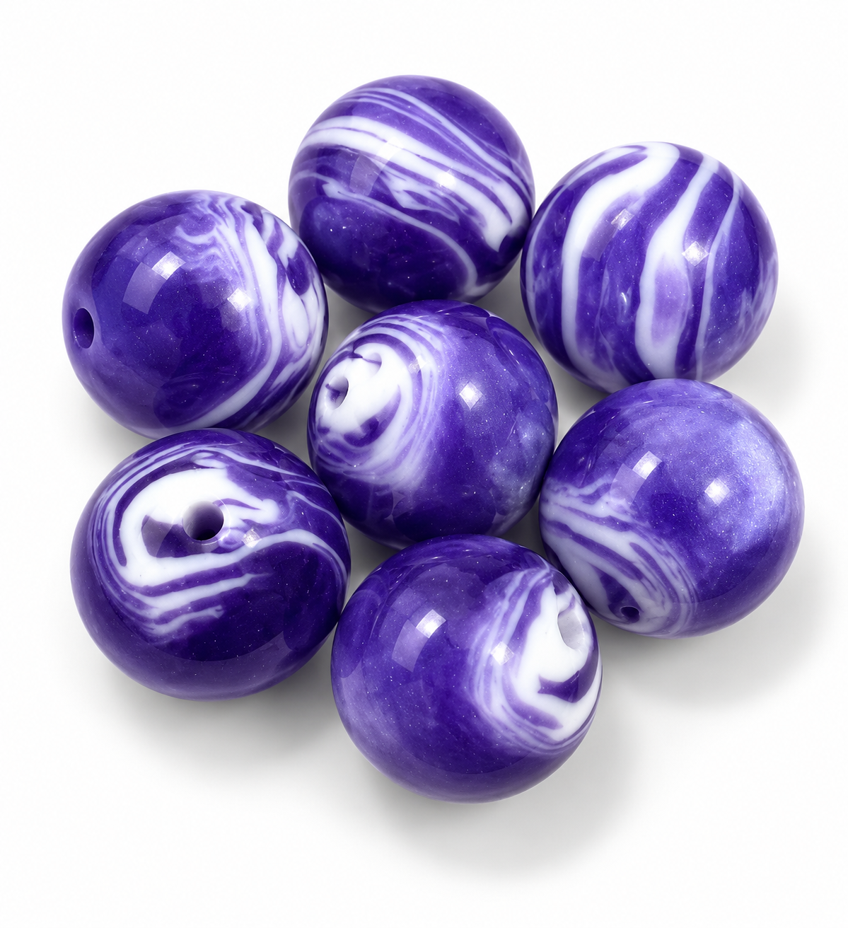 Perles marbrées en résine 16 mm – Lot de 25