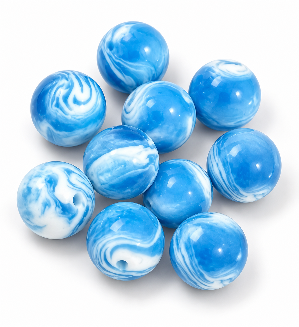 Perles marbrées en résine 16 mm – Lot de 25