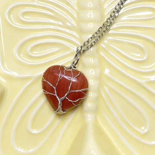 Collier Coeur Pierre Naturelle (choisir en Live)