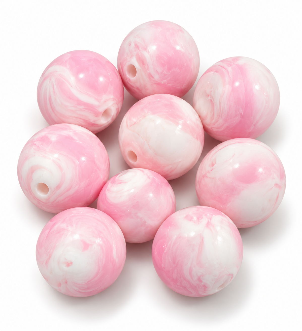 Perles marbrées en résine 16 mm – Lot de 25