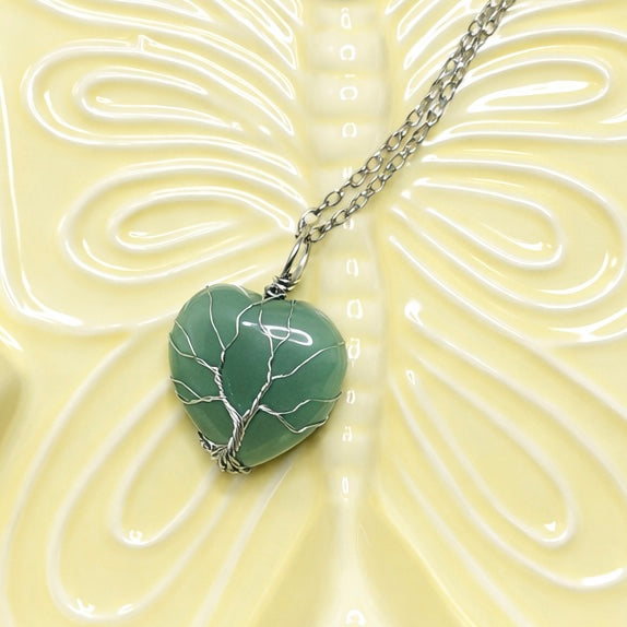 Collier Coeur Pierre Naturelle (choisir en Live)