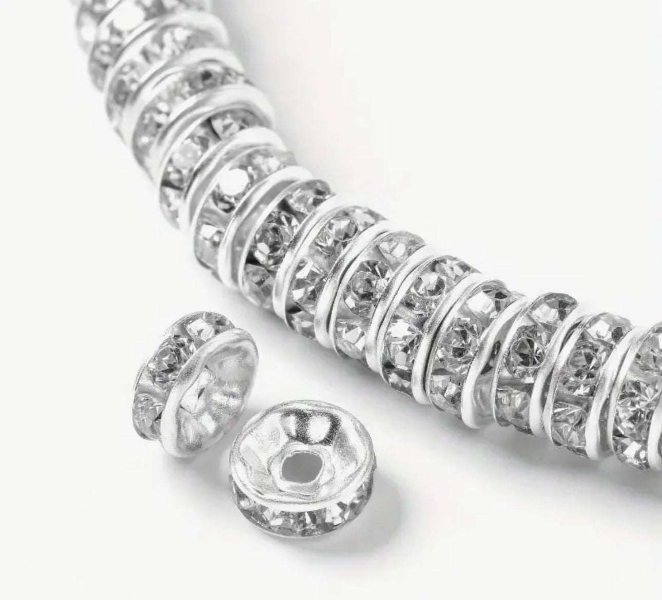 Perles intercalaires en métal avec strass