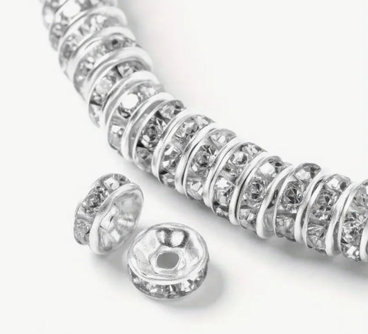 Perles intercalaires en métal avec strass