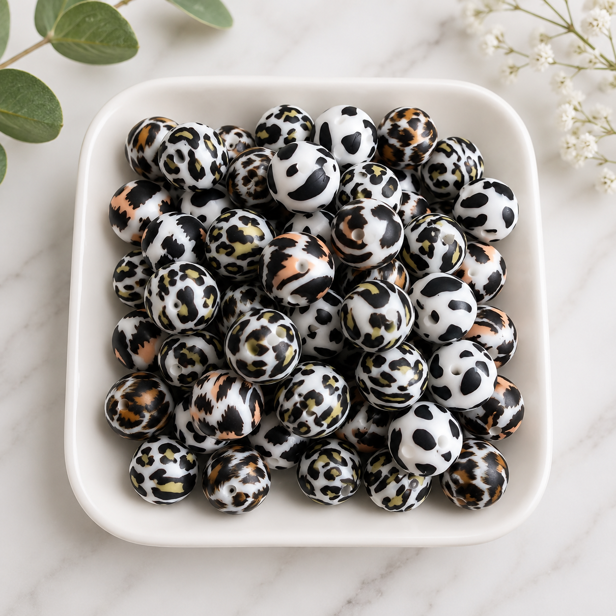 Perles Léopard en Silicone 16mm