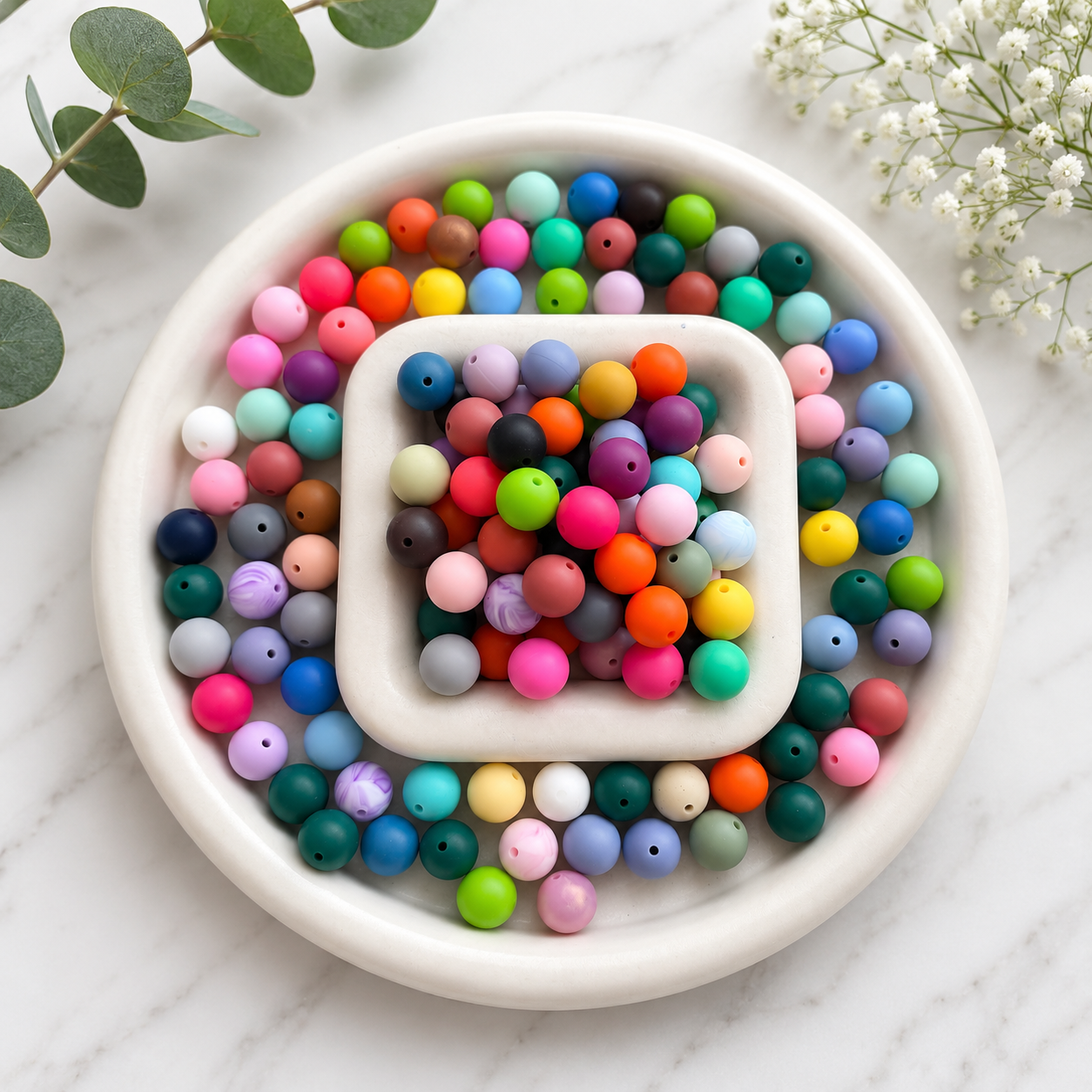 Perles en Silicone Multicolore Mix 16mm