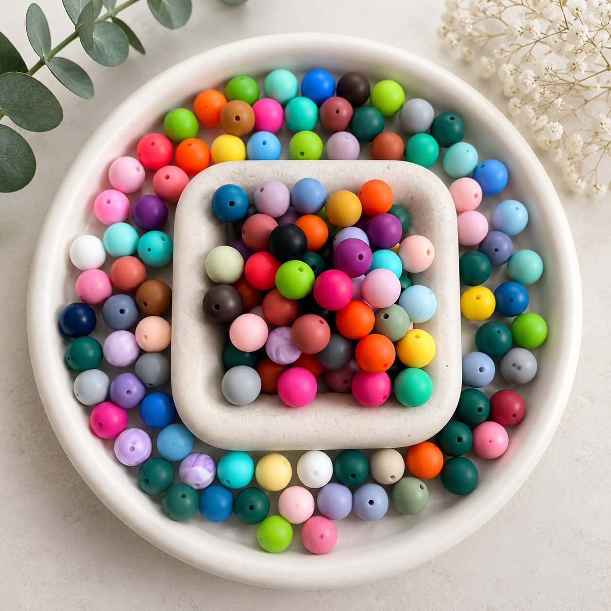 Perles en Silicone Multicolore Mix 16mm